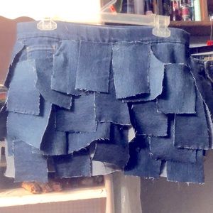 Repurposed jeans made into skirt size medium denim